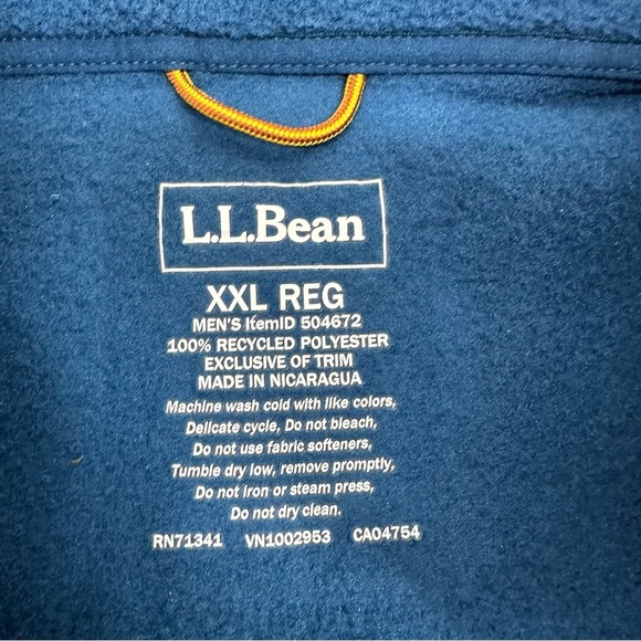 L. L. Bean Men's Size XXL Nautical Blue Fleece Zip Up Vest - Picture 11 of 14